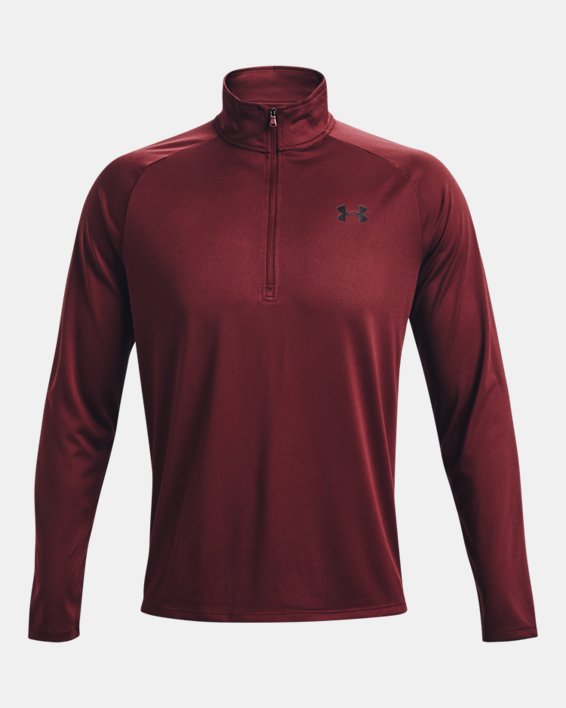 Herren UA Tech™ Shirt mit ½-Zip, langärmlig, Red, pdpMainDesktop image number 4